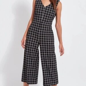 Lysse | B&W Windowpane Sleeveless V Neck Jumpsuit